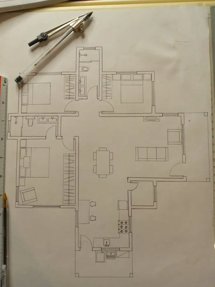 planta de casa feito a mão